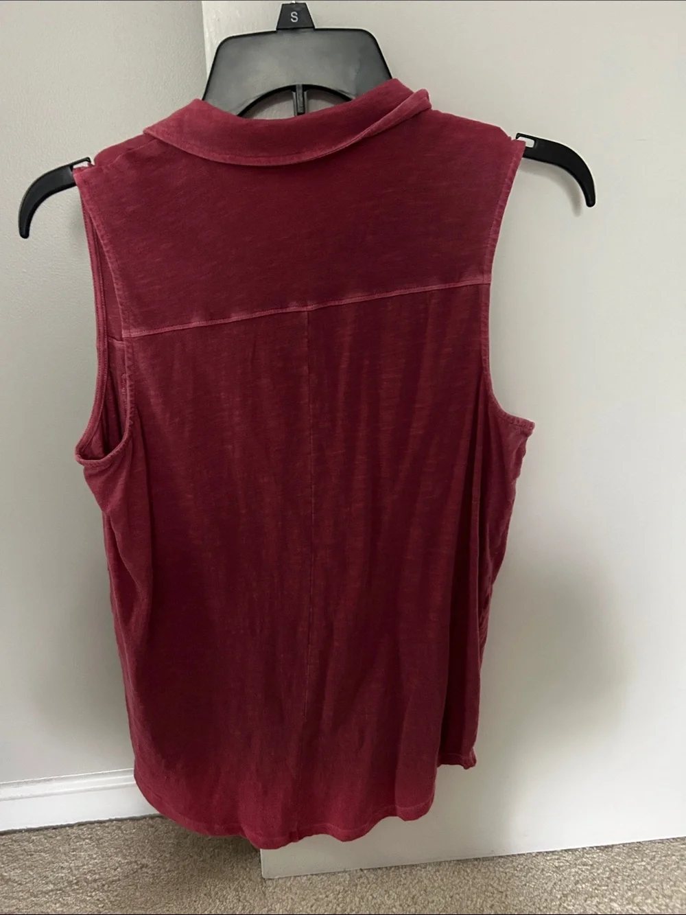 Sonoma Sleeveless Button Polo Tank - Wine - Picture 3 of 3
